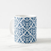 Scroll Damask Big Ptn DK Blauw op Wit Koffiemok (Voorkant links)