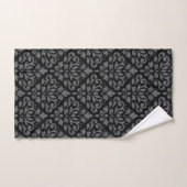 Scroll Damask Big Ptn Grey op Black Handdoek (Handdoek)