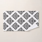 Scroll Damask Big Ptn II Black op White Handdoek (Handdoek)