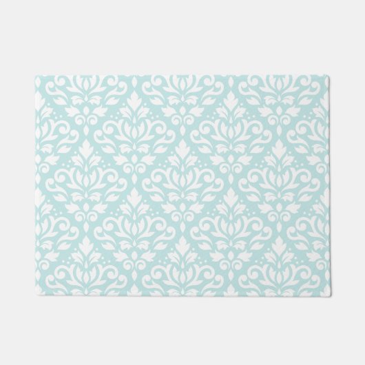 Scroll Damask Big Ptn White op Duck Egg Blue Deurmat (Voorkant)