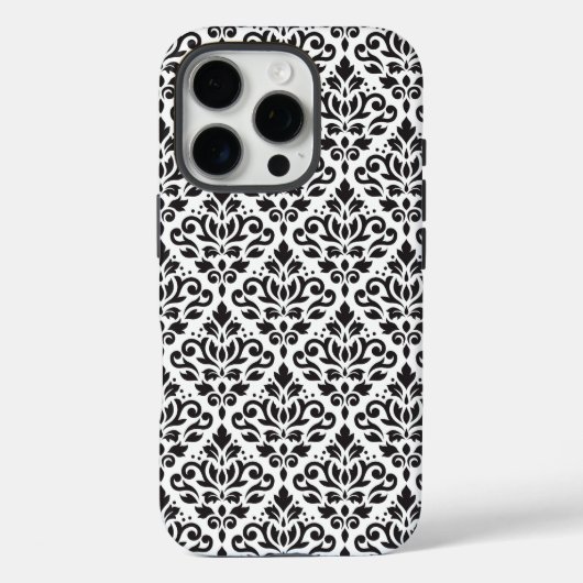 Scroll Damask Black op White Pattern Case-Mate iPhone Case (Achterkant)