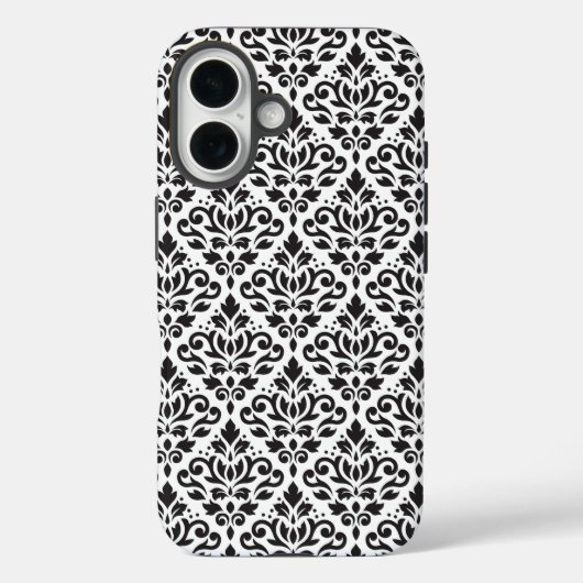Scroll Damask Black op White Pattern Case-Mate iPhone Case (Achterkant)