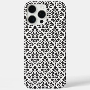 Scroll Damask Black op White Pattern iPhone 16 Pro Max Hoesje