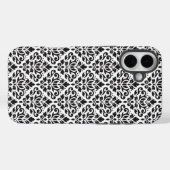Scroll Damask Black op White Pattern Case-Mate iPhone Case (Achterkant (horizontaal))