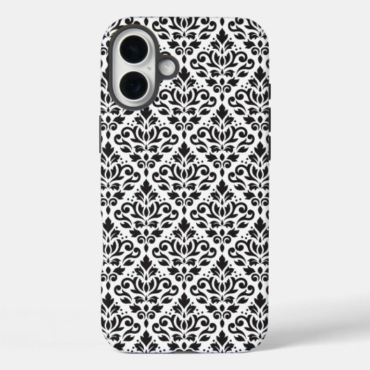 Scroll Damask Black op White Pattern Case-Mate iPhone Case (Achterkant)