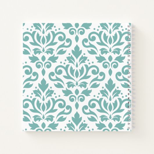Scroll Damask Blauwgroen groot patroon Notitieboek (Achterkant)