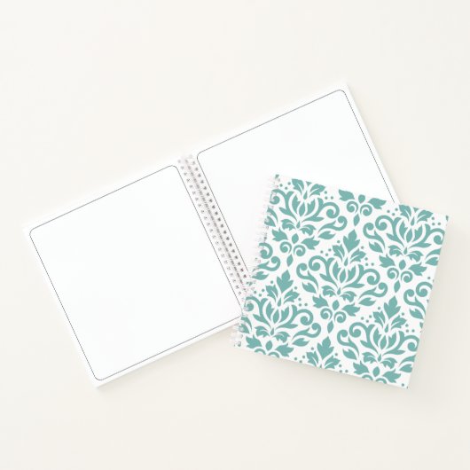 Scroll Damask Blauwgroen groot patroon Notitieboek (Binnen)