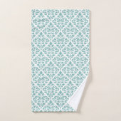 Scroll Damask Blauwgroen Herhalingspatroon Bad Handdoek (Handdoek)