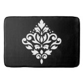 Scroll Damask Design White op Black Badmat (Voorkant)