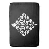 Scroll Damask Design White op Black Badmat (Voorkant Verticaal)