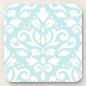 Scroll Damask Design White op Duck Egg Blue Bier Onderzetter (Voorkant)