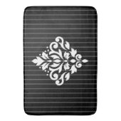 Scroll Damask Design White op Grey Stripes & Black Badmat (Voorkant Verticaal)