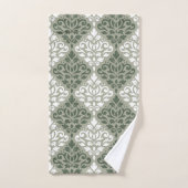 Scroll Damask Gemengde Patroon Groen Wit Lt Groen Bad Handdoek (Handdoek)