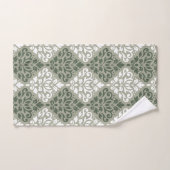 Scroll Damask Gemengde Patroon Groen Wit Lt Groen Bad Handdoek (Handdoek)
