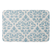 Scroll Damask Groot Patroon Blauw op Crème Badmat (Voorkant)
