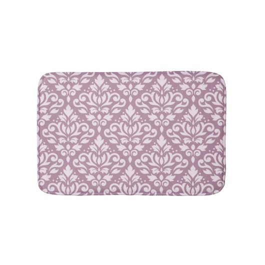 Scroll Damask Groot Patroon Roze op Mauve Badmat (Voorkant)