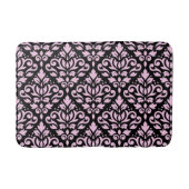 Scroll Damask Groot Patroon Roze op Zwart Badmat (Voorkant)