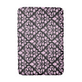 Scroll Damask Groot Patroon Roze op Zwart Badmat (Voorkant Verticaal)