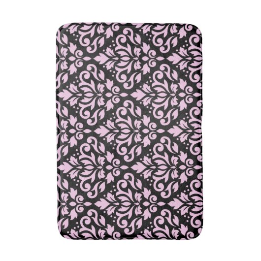 Scroll Damask Groot Patroon Roze op Zwart Badmat (Voorkant Verticaal)
