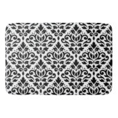 Scroll Damask Groot Patroon Zwart op Wit Badmat (Voorkant)