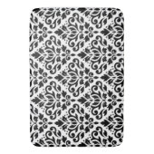 Scroll Damask Groot Patroon Zwart op Wit Badmat (Voorkant Verticaal)