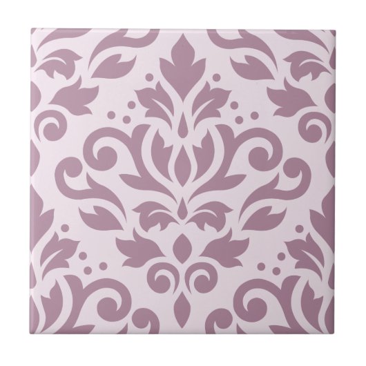 Scroll Damask Grote Design Mauve op Roze Tegeltje (Voorkant)