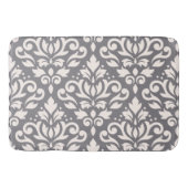 Scroll Damask Grote Patroon Cream op Grijs Badmat (Voorkant)