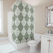 Scroll Damask Grote Patroon Groen Wit Lt Groen Douchegordijn (In situ)