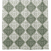 Scroll Damask Grote Patroon Groen Wit Lt Groen Douchegordijn (Voorkant)