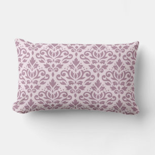 Scroll Damask Grote Patroon Mauve op Roze Kussen