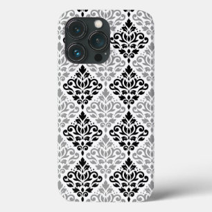 Scroll Damask Grote Patroon Zwart Grijs Wit Case-Mate iPhone Case