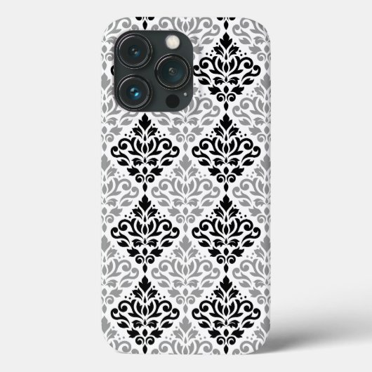 Scroll Damask Grote Patroon Zwart Grijs Wit Case-Mate iPhone Case (Achterkant)