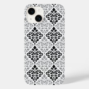 Scroll Damask Grote Patroon Zwart Grijs Wit Case-Mate iPhone 14 Hoesje