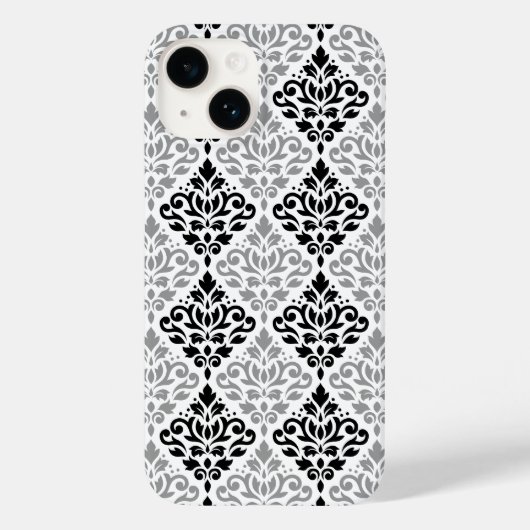 Scroll Damask Grote Patroon Zwart Grijs Wit Case-Mate iPhone Case (Achterkant)