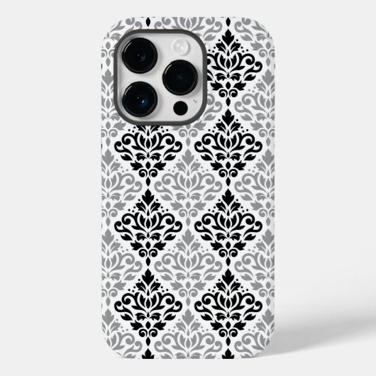 Scroll Damask Grote Patroon Zwart Grijs Wit Case-Mate iPhone Case (Achterkant)