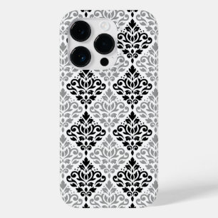 Scroll Damask Grote Patroon Zwart Grijs Wit Case-Mate iPhone 14 Pro Hoesje