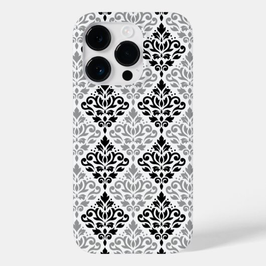 Scroll Damask Grote Patroon Zwart Grijs Wit Case-Mate iPhone Case (Achterkant)