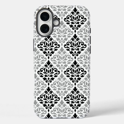 Scroll Damask Grote Patroon Zwart Grijs Wit Case-Mate iPhone Case (Achterkant)