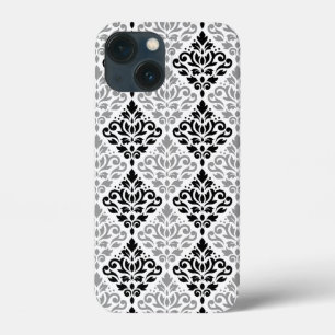 Scroll Damask Grote Patroon Zwart Grijs Wit Case-Mate iPhone Case