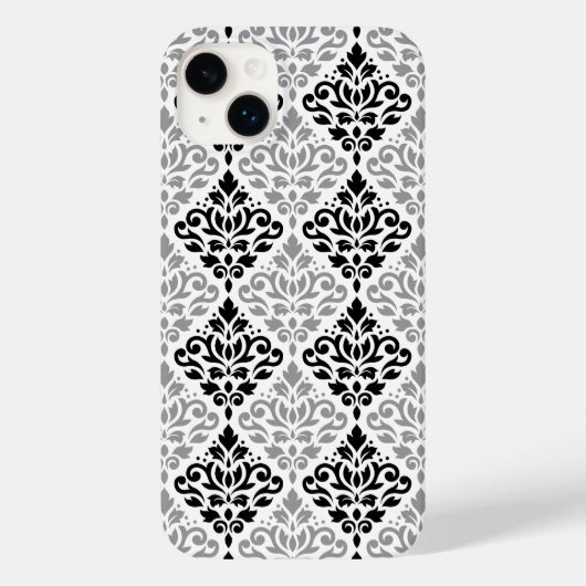 Scroll Damask Grote Patroon Zwart Grijs Wit Case-Mate iPhone Case (Achterkant)