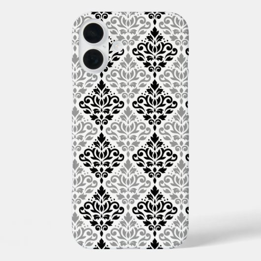 Scroll Damask Grote Patroon Zwart Grijs Wit Case-Mate iPhone Case (Achterkant)