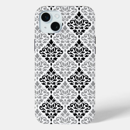 Scroll Damask Grote Patroon Zwart Grijs Wit Case-Mate iPhone Case (Achterkant)