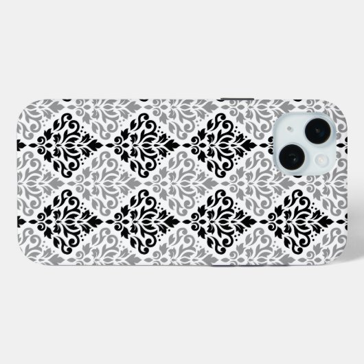 Scroll Damask Grote Patroon Zwart Grijs Wit Case-Mate iPhone Case (Achterkant (horizontaal))
