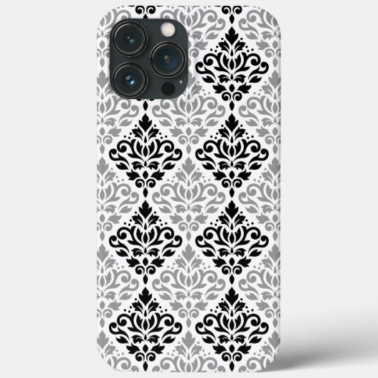 Scroll Damask Grote Patroon Zwart Grijs Wit Case-Mate iPhone Case (Achterkant)