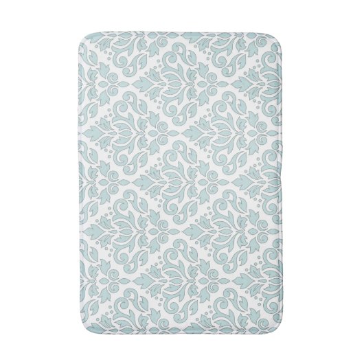 Scroll Damask Grote PTN Grijze Lijn Eend Ei Blauw Badmat (Voorkant Verticaal)