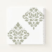 Scroll Damask Kunst I Groen op Wit Notitieboek (Achterkant)