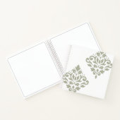 Scroll Damask Kunst I Groen op Wit Notitieboek (Binnen)