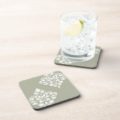 Scroll Damask Kunst I Wit op Groen Bier Onderzetter (Rechterzijde)
