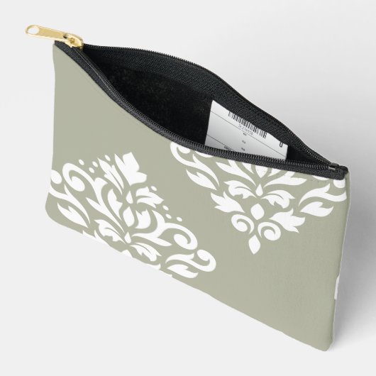 Scroll Damask Kunst I Wit op Groen Etui (Open)