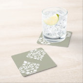 Scroll Damask Kunst I Wit op Groen Kartonnen Onderzetters (Insitu)